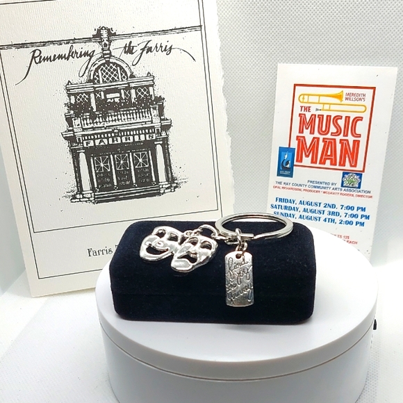 Silvertone Bag Charm Keychain Drama Masks Theatre Comedy Tragedy New FAD - Picture 1 of 7